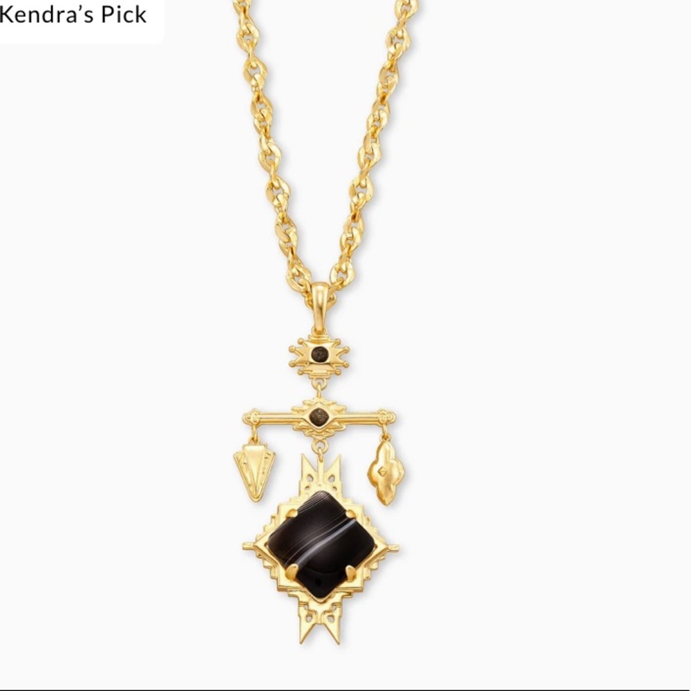 NWT kendra scott black agate pendant necklace